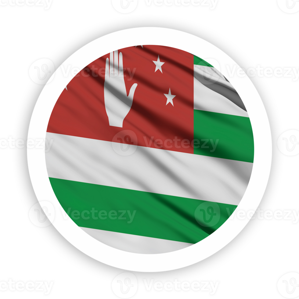 Abkhazia Waving Flag with White Rounded Circle Frame png