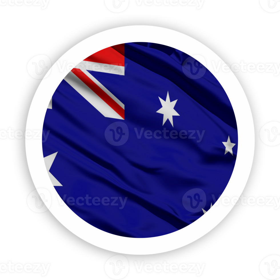 Australia Waving Flag with White Rounded Circle Frame png