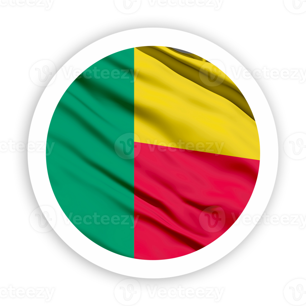 Benin Waving Flag with White Rounded Circle Frame png