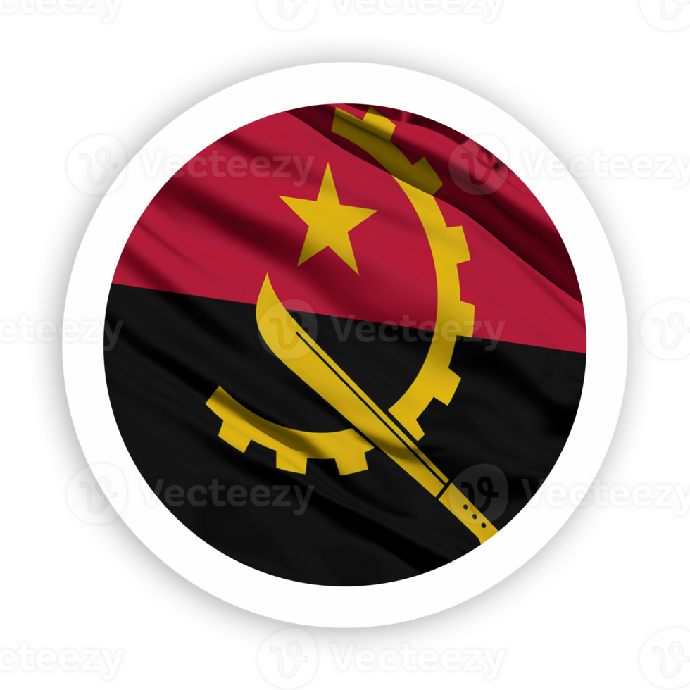 Angola Waving Flag with White Rounded Circle Frame png