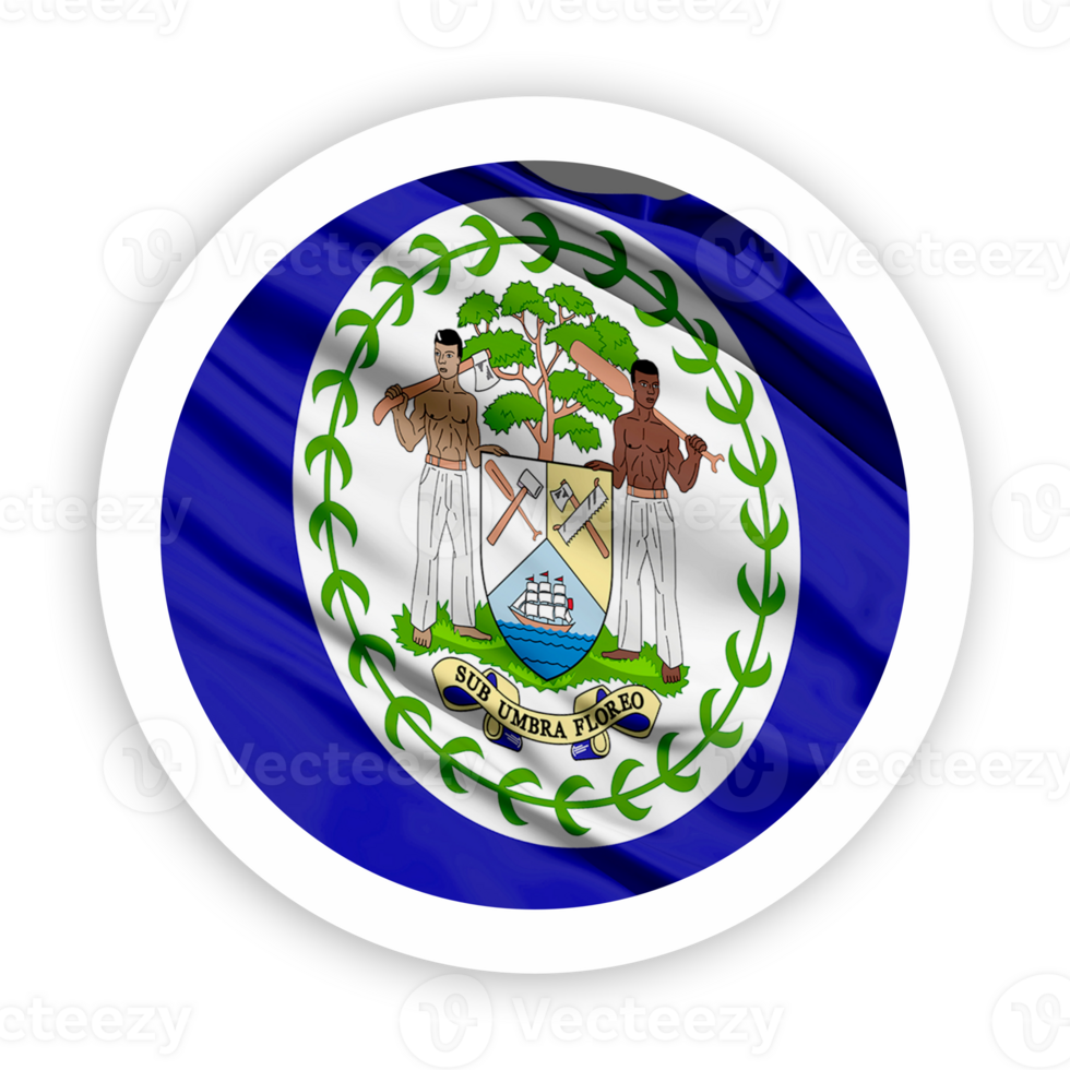 Belize Waving Flag with White Rounded Circle Frame png