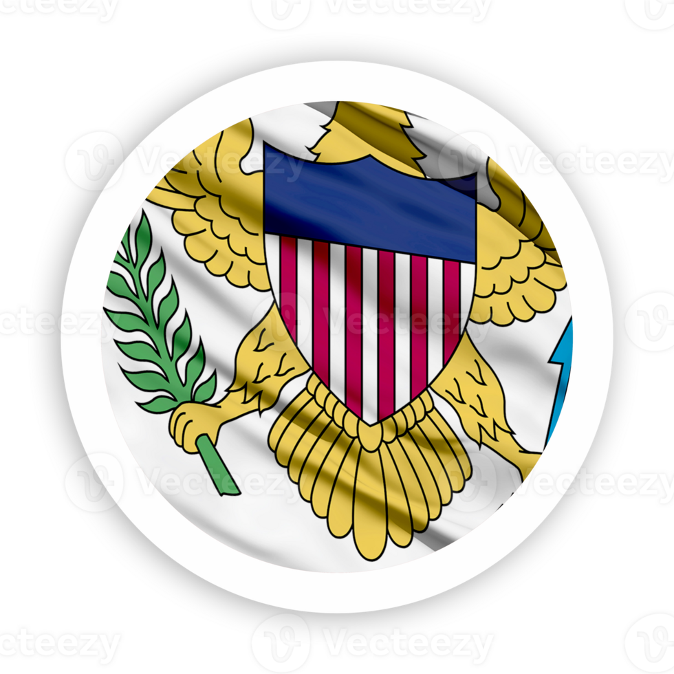 American Virgin Islands Waving Flag with White Rounded Circle Frame png