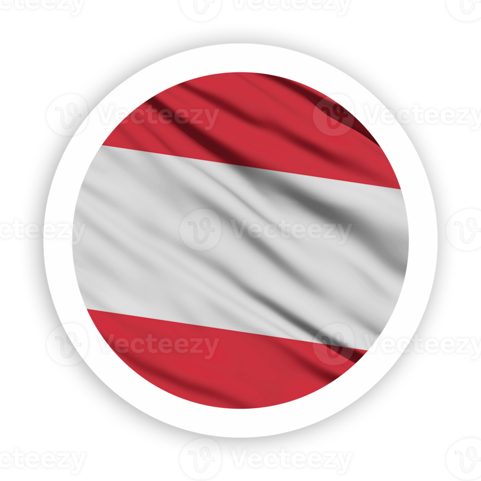 Austria Waving Flag with White Rounded Circle Frame png