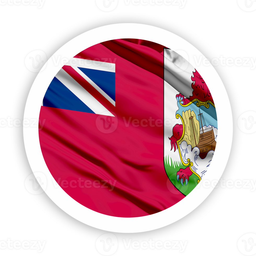 Bermuda Waving Flag with White Rounded Circle Frame png