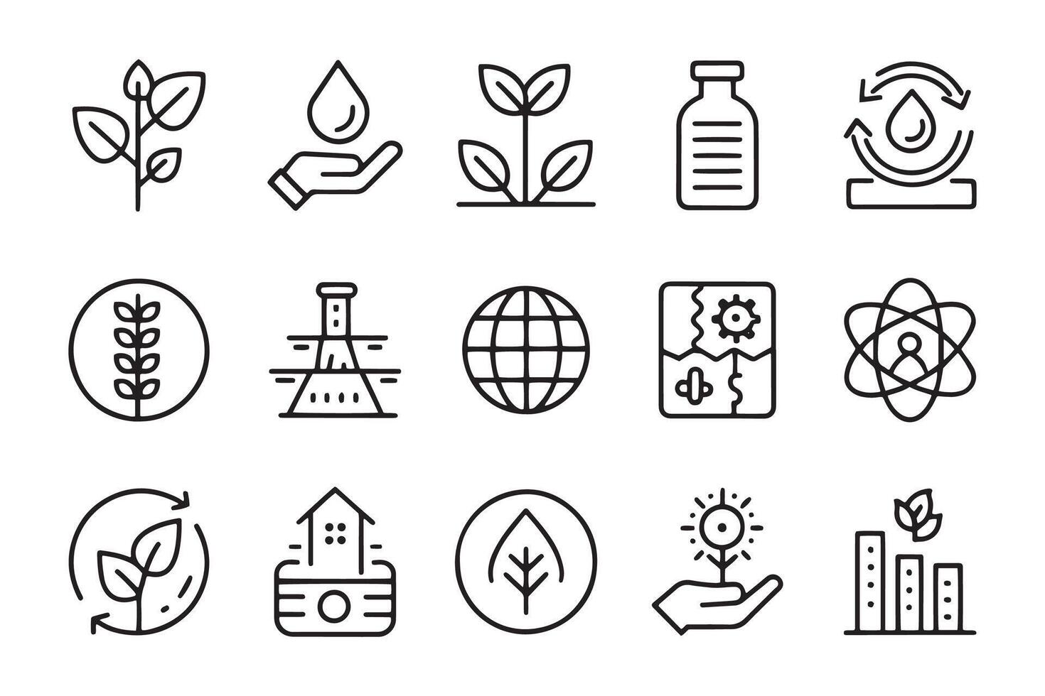 ECO biotechnology related editable icon set flat illustration on white background vector