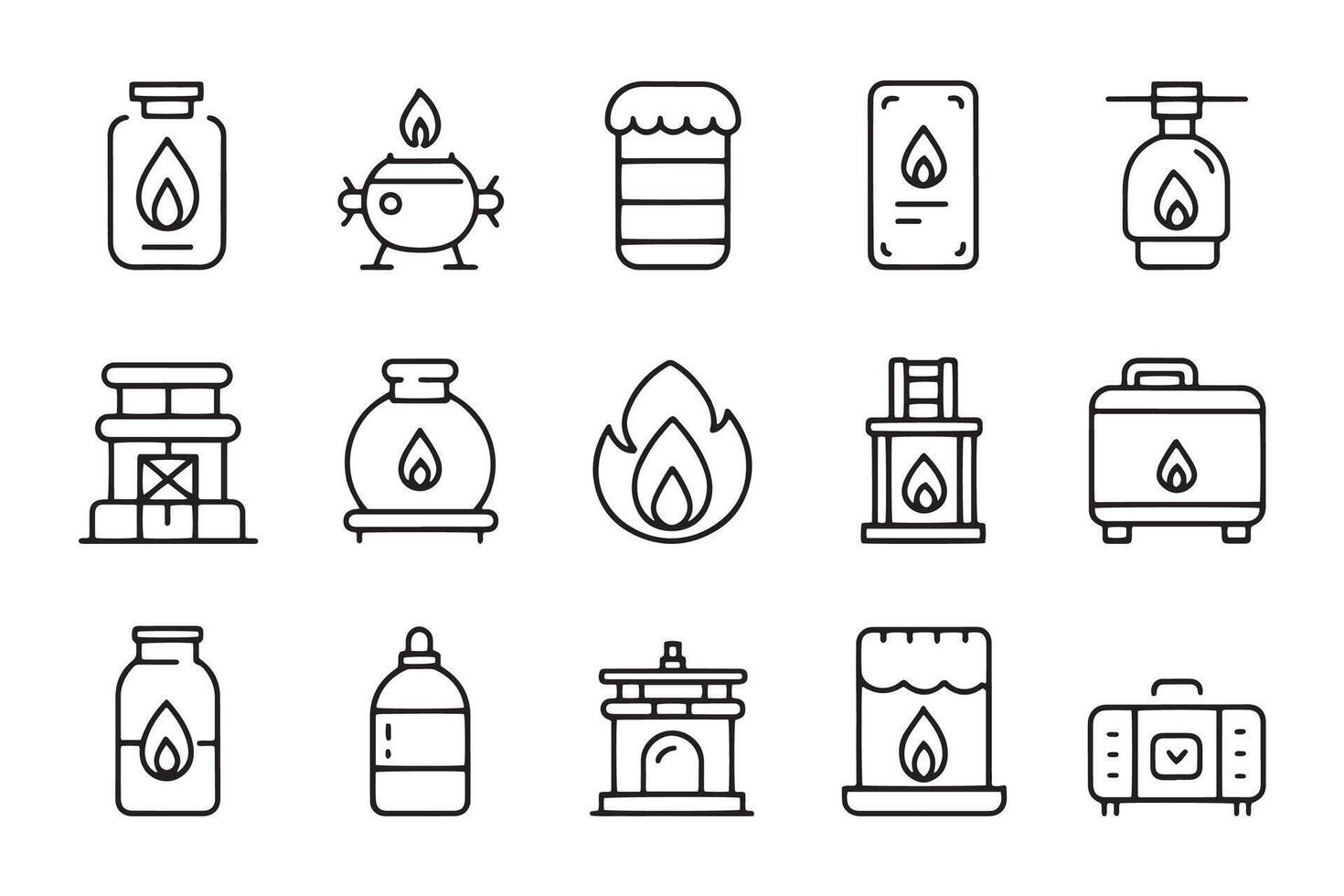 LPG Liquified Petroleum Gas related editable icon set flat illustration on white background. vector