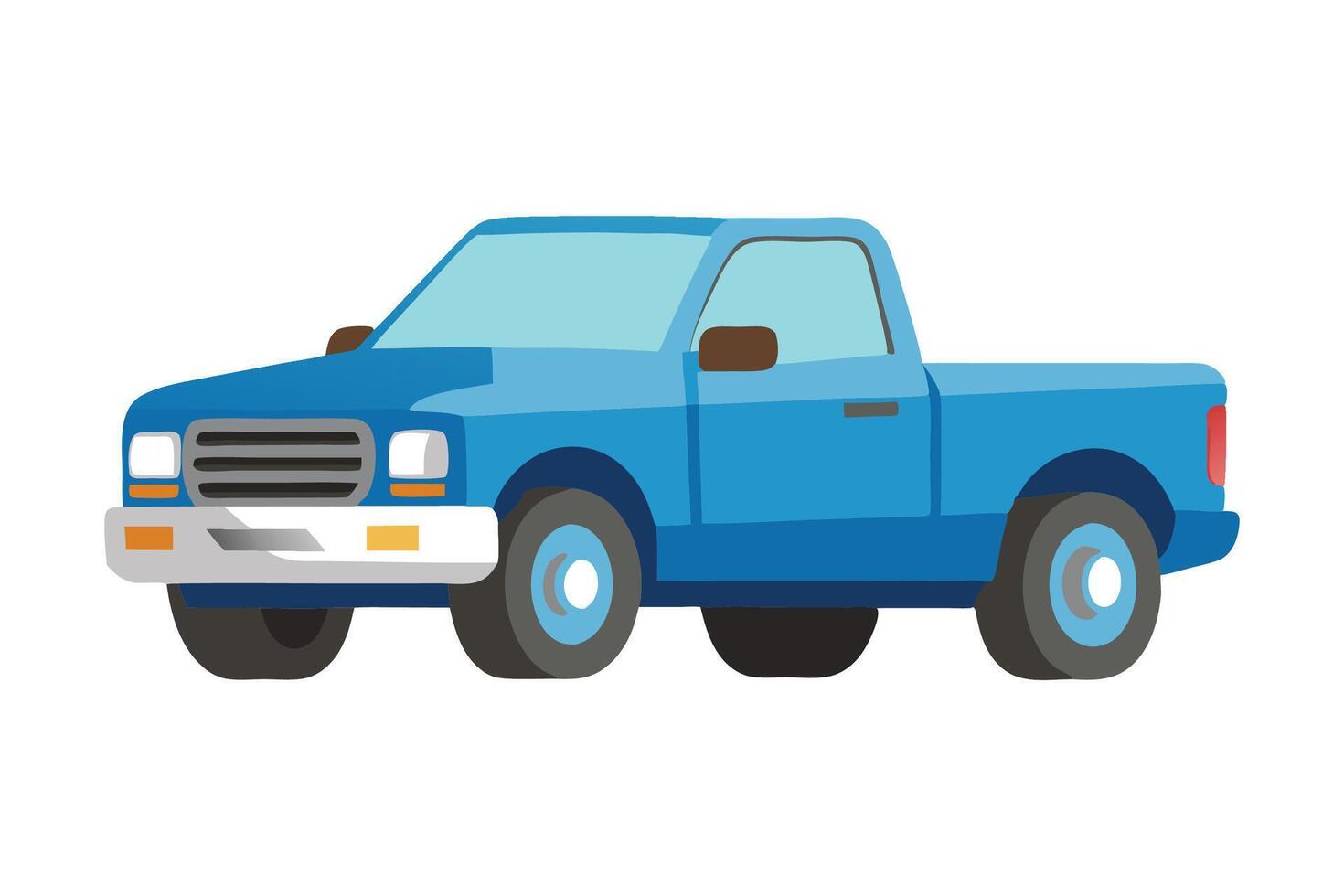 Pickup road Truck transport vehicle isolated flat illustration on white background. vector