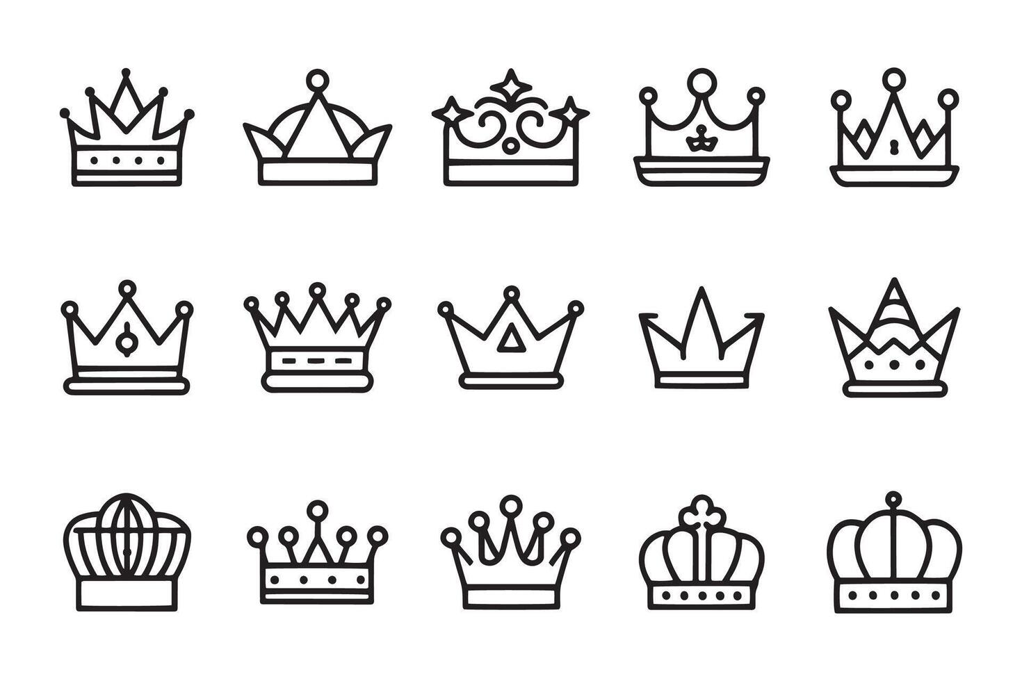 Royal crown related editable icon set flat illustration on white background vector