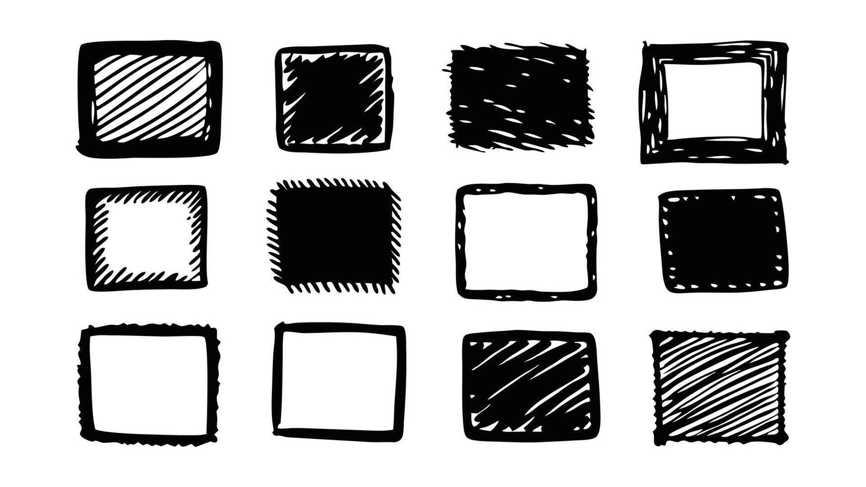 Grunge charcoal scribble stripes, emphasis arrows, hand drawn doodle bold shapes linocut flat illustration vector
