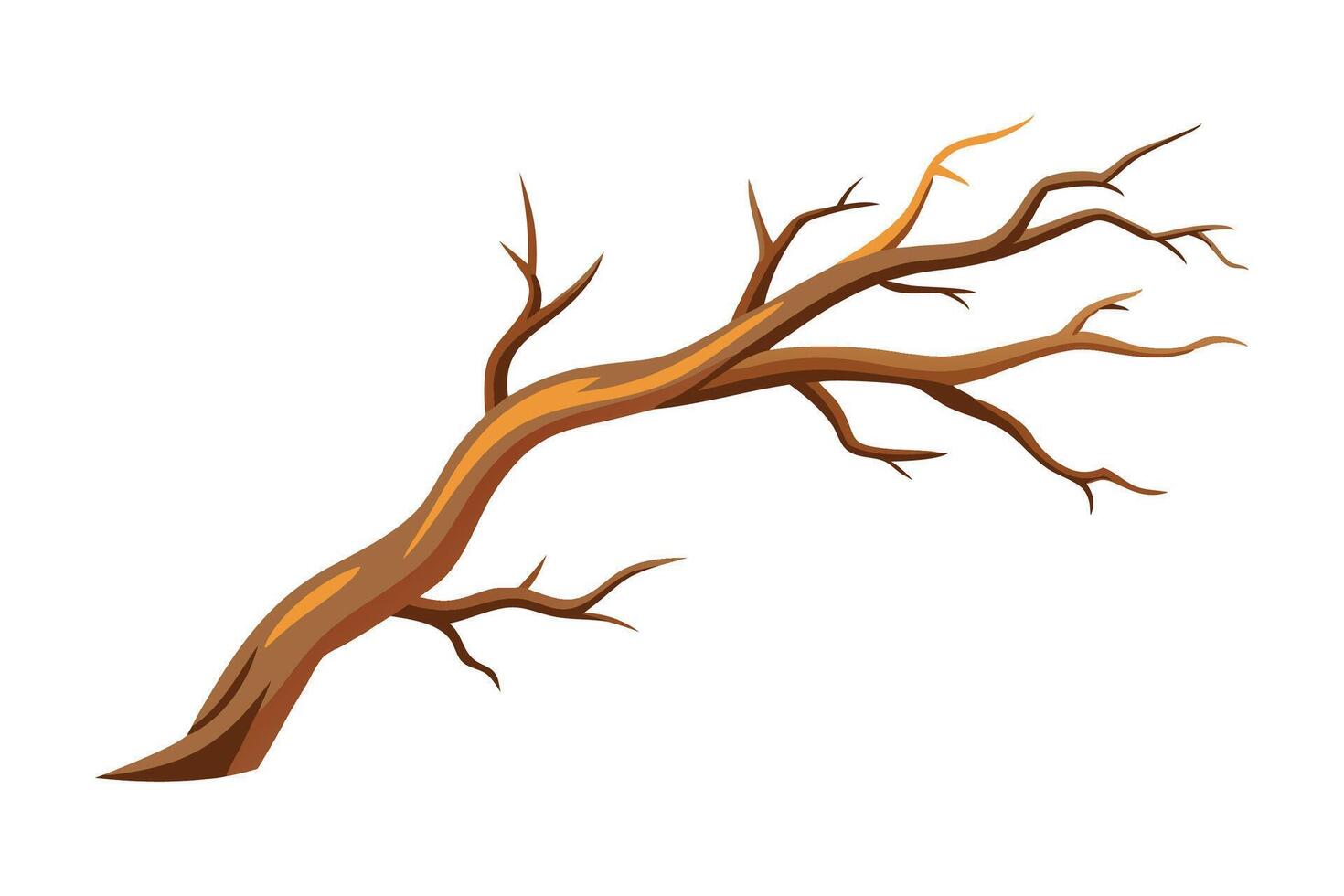 Dry branch of a tree isolated flat illustration on white background vector