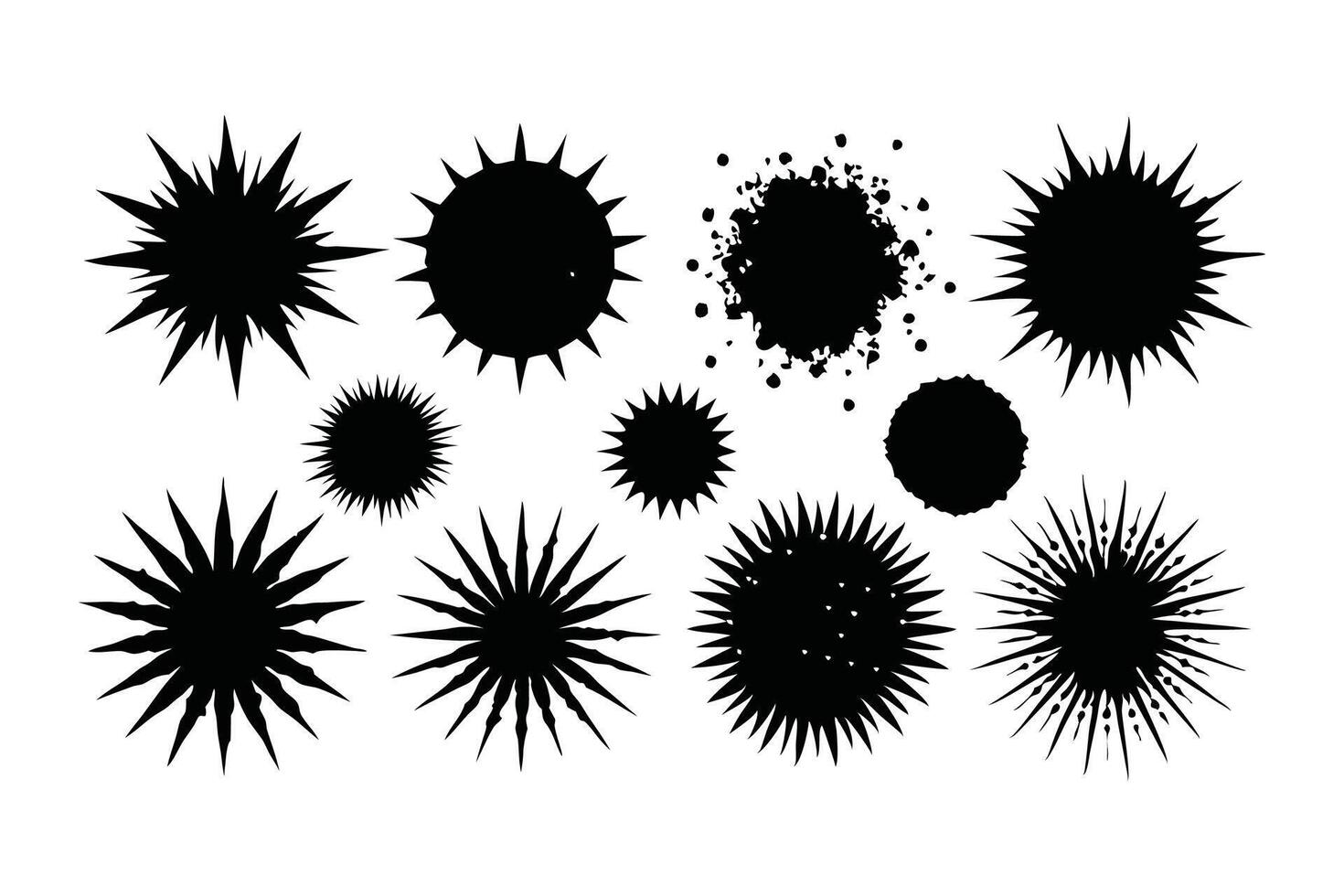 Abstract stippled paint texture backgrounds. Distressed retro punk sandstone splatter effect covers. Ink brush dotted gritty overlay elements. linocut flat illustration on white background. vector
