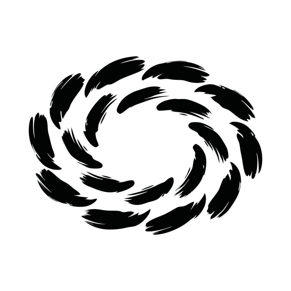 A collection of bold black brush strokes circle on a clean white background. vector