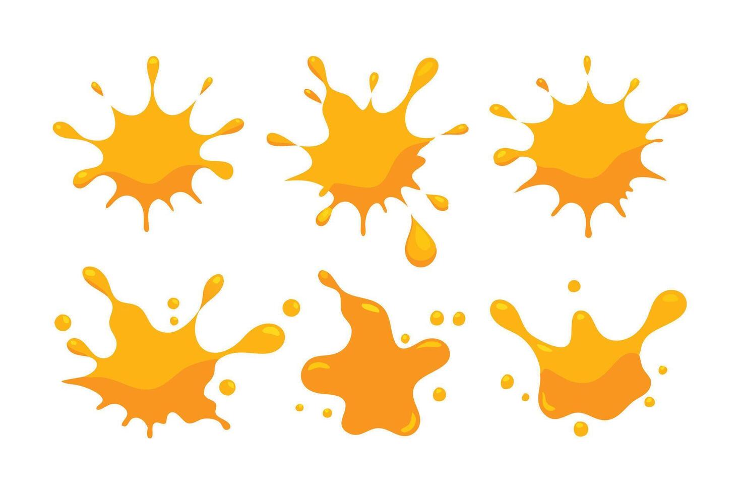 Orange splash Collection set flat illustration on white background. vector