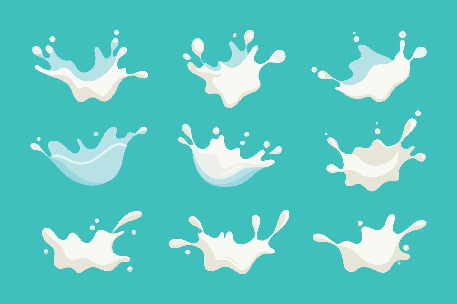 milk splash set illustration. vector