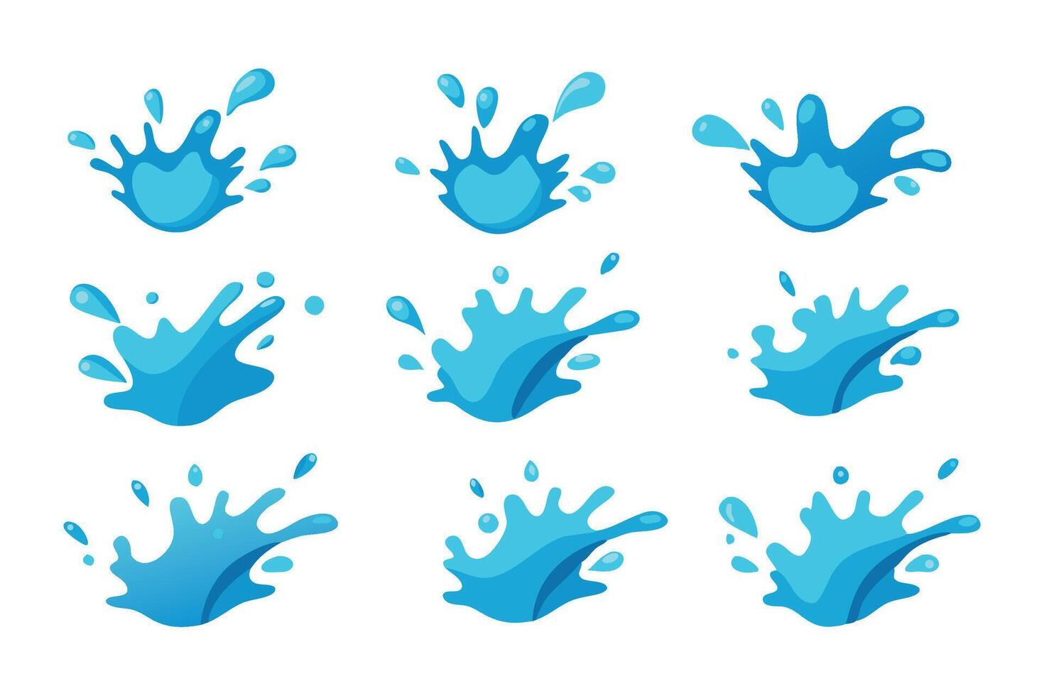 Transparent water splash collection set flat illustration vector