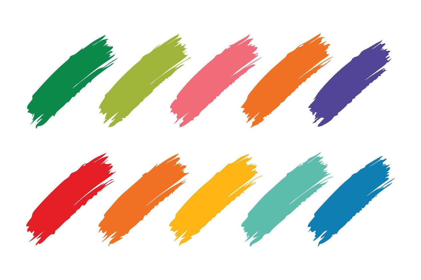 Paint Brush Stroke collection set flat illustration. vector