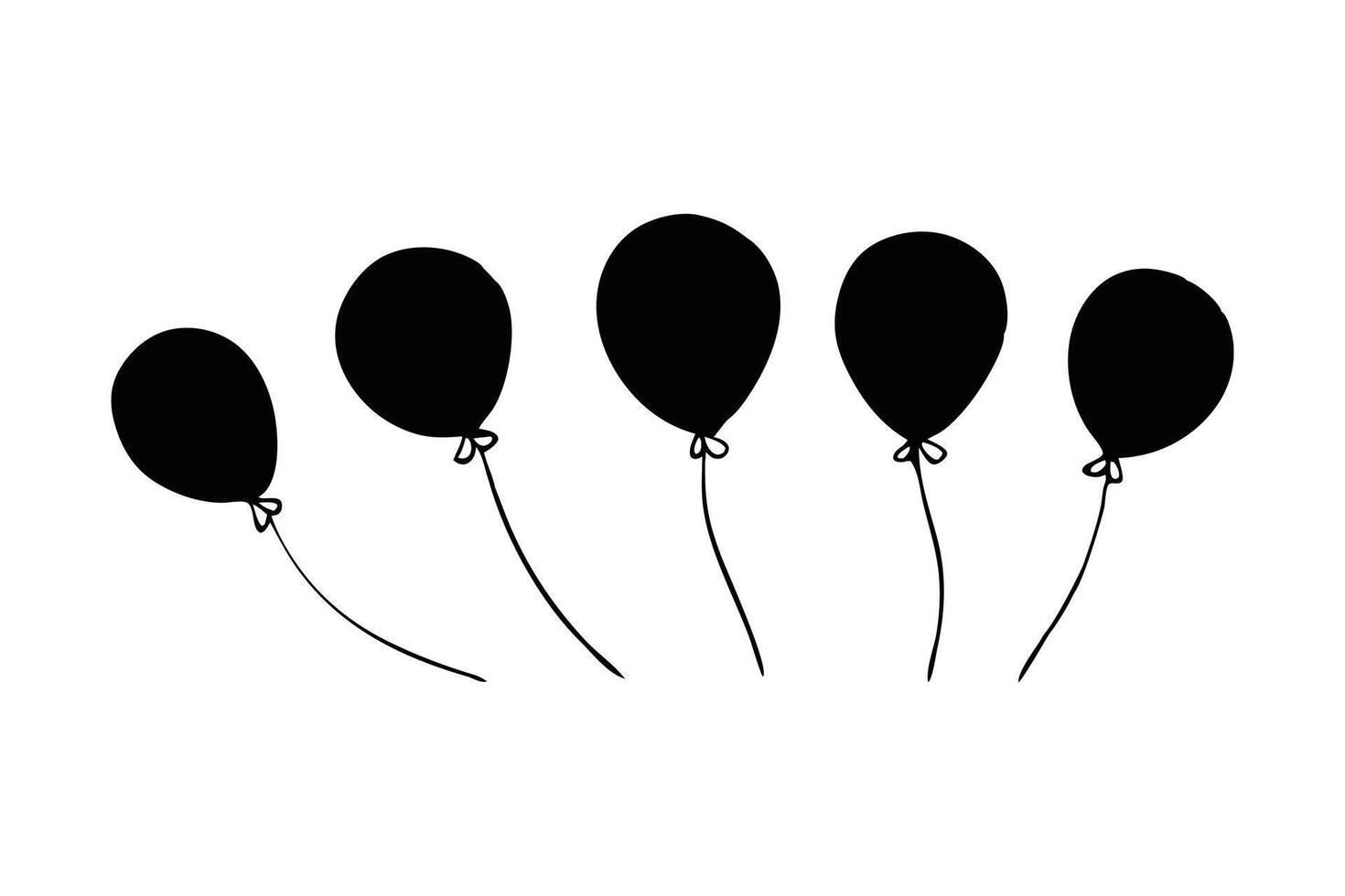 Balloons Hand drawn doodle Line art flat illustration vector