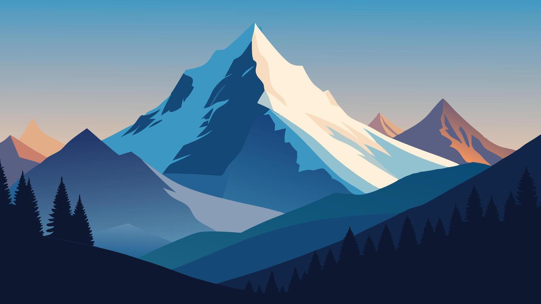The stunning Swiss Alps, featuring towering mountains and picturesque scenery, epitomizing Switzerland's natural beauty flat illustration vector