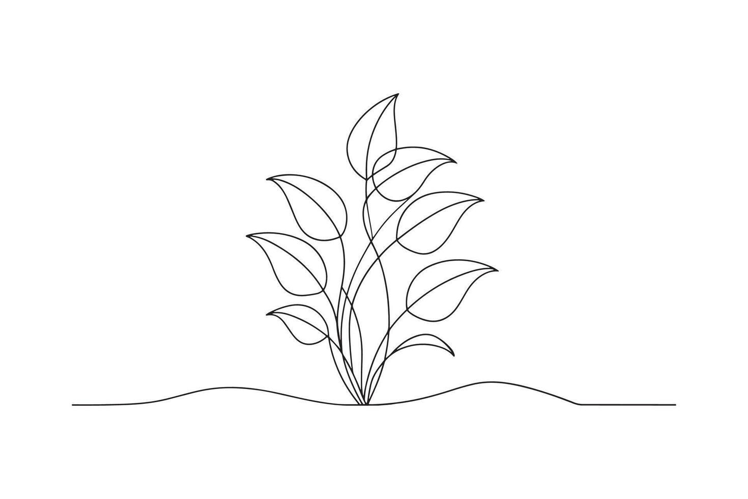 plant with detailed leaves One line continuous line art illustration on white background vector