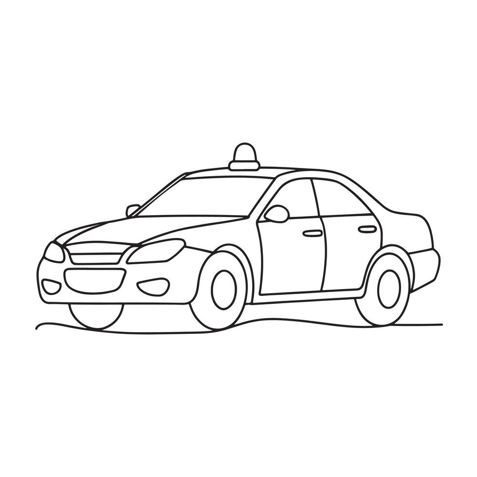 Police car One line continuous line art illustration on white background vector