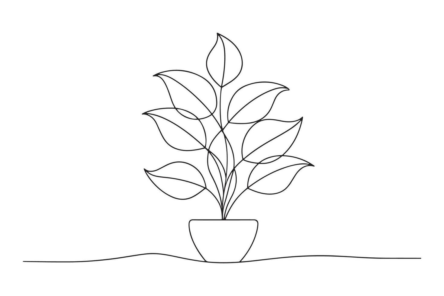 depicting a plant with detailed leaves One line continuous line art illustration on white background. vector
