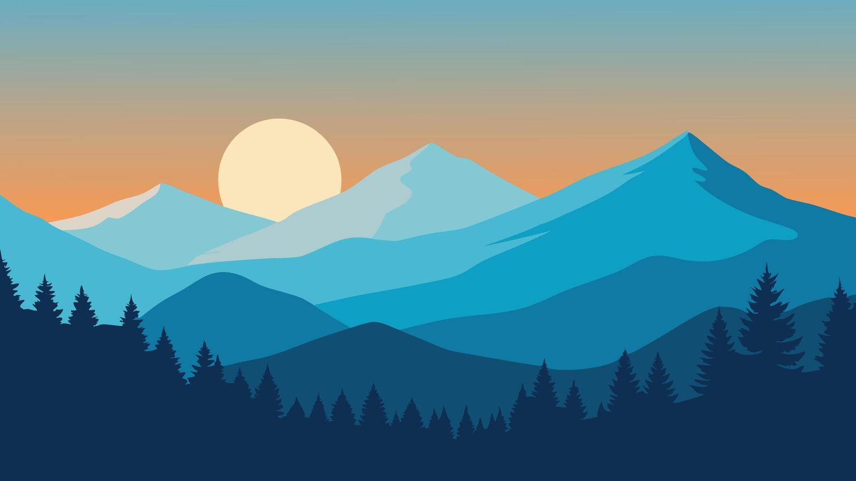 Sunny summer morning in the foggy Carpathian mountains flat illustration vector