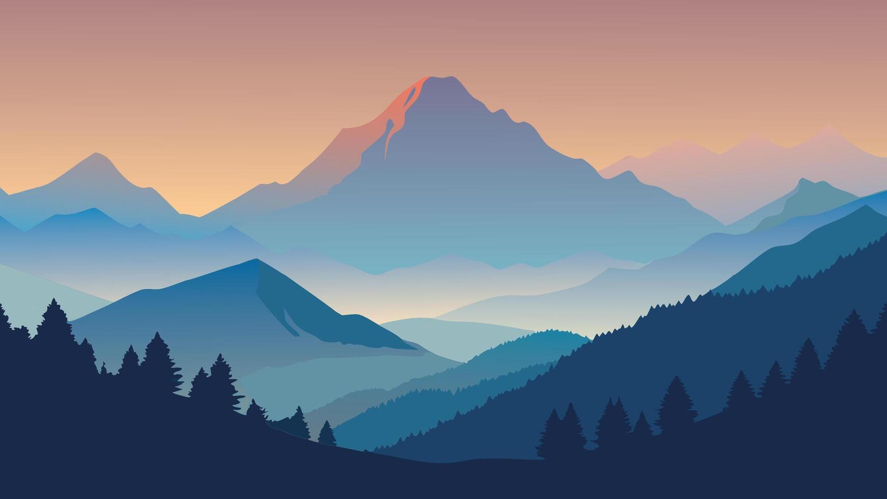 breathtaking landscape-showcasing-mountains-partia flat illustration vector