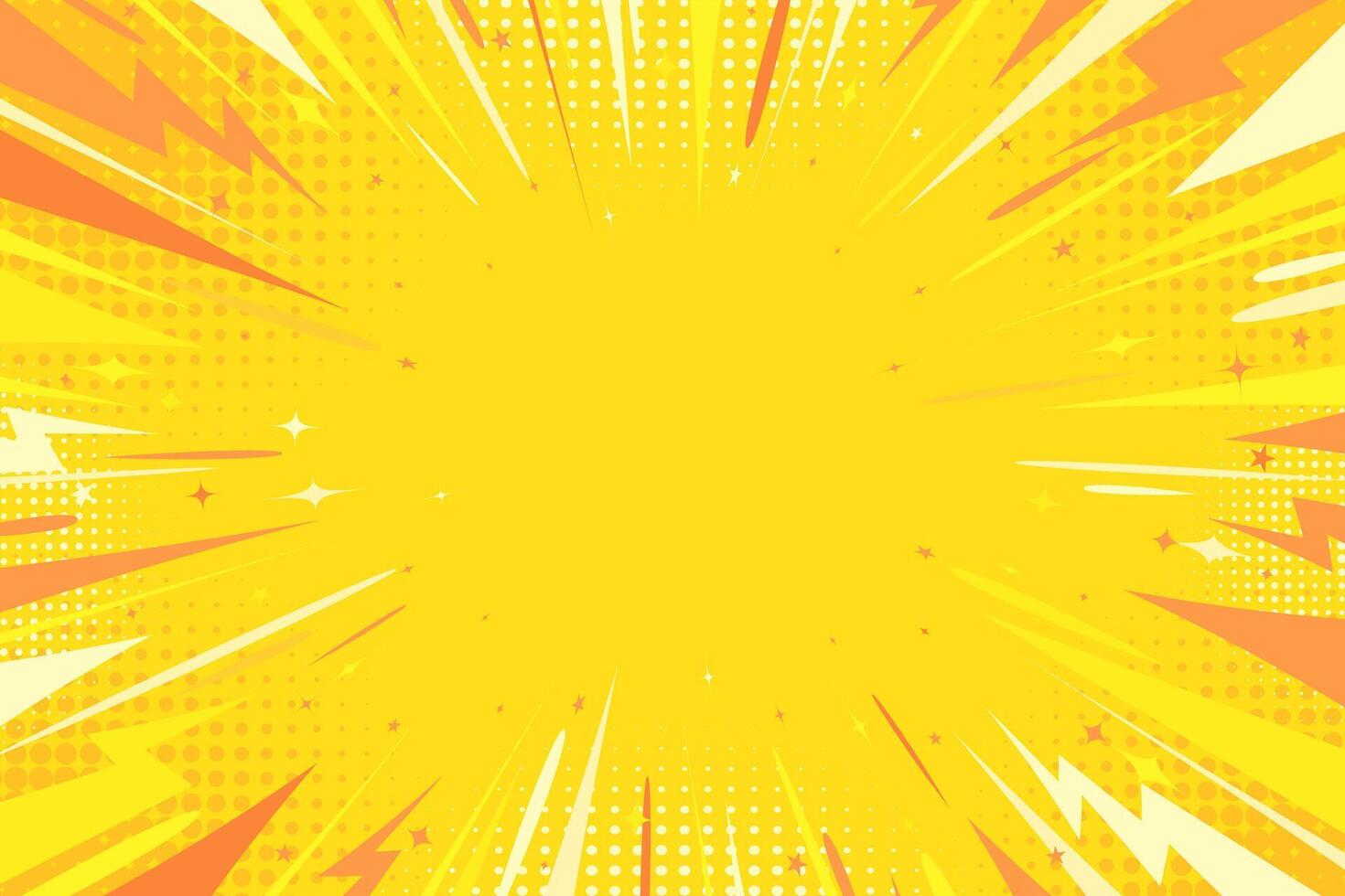 Yellow comic book background. Modern creative pop art orange halftone style background vector