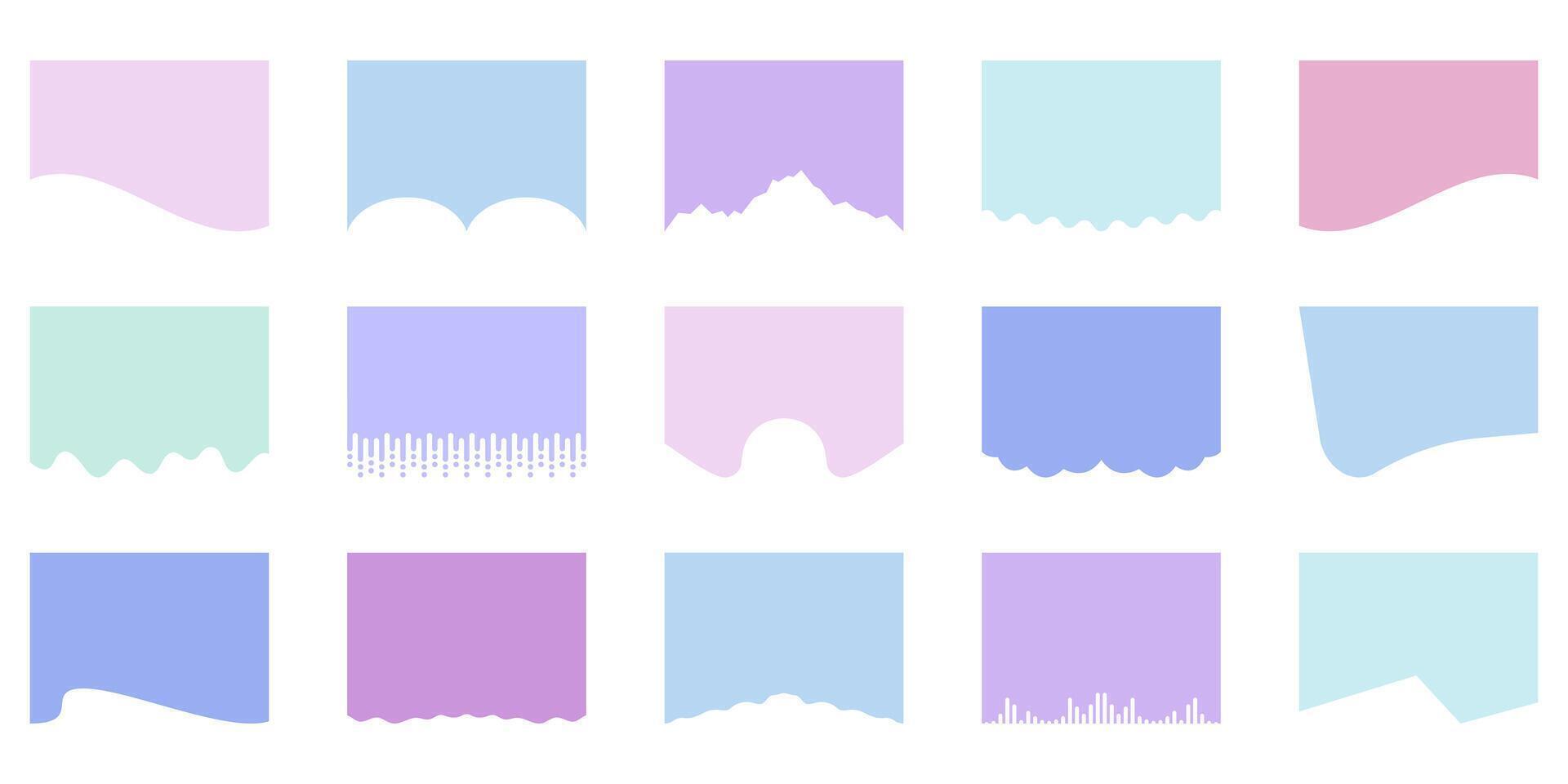 Set of Divider Shapes for Websites. Abstract Design Elements for Top and Bottom of Web Pages. Collection of Wave Shapes, Curved Lines, Drop Separator Effects. Isolated Illustration vector