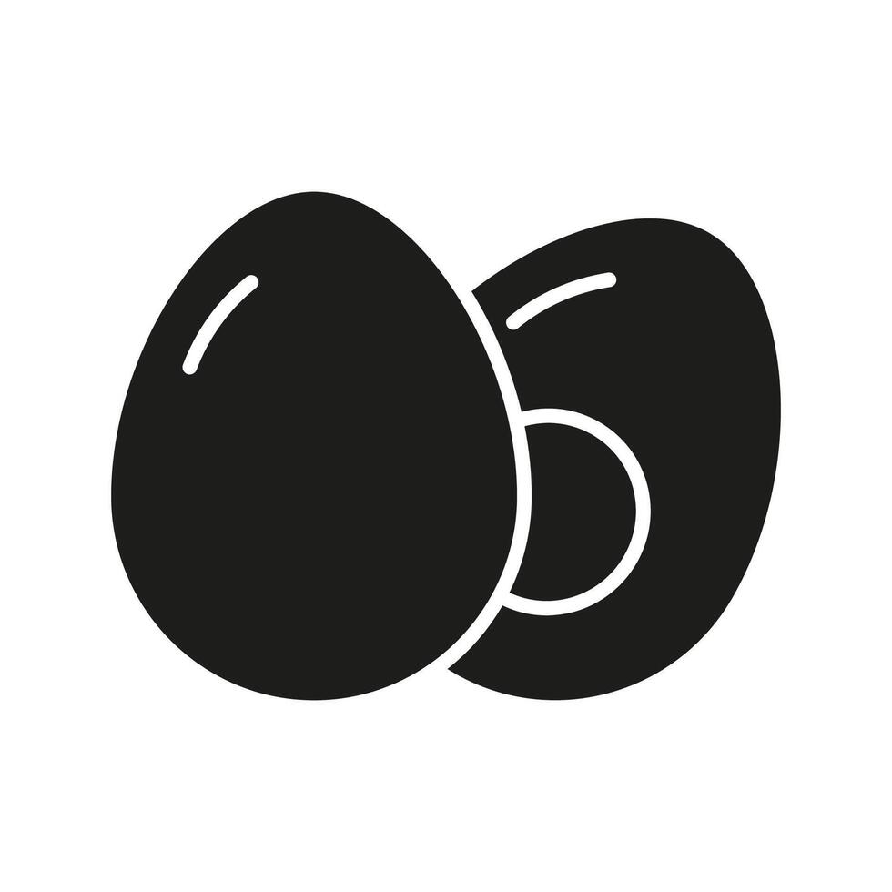 Whole And Halved Egg Solid Icon, Nutritious Food And Healthy Eating Silhouette Icon. Protein Food And Healthy Diet. Nutritious Food Choices. Isolated Illustration vector