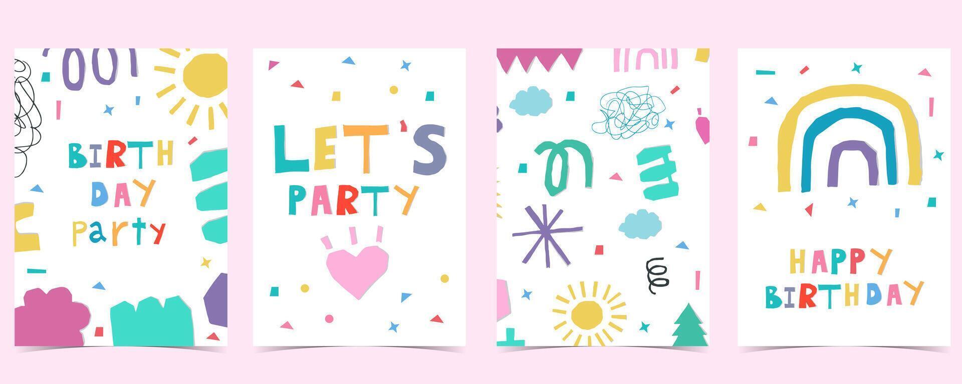 shape paper cut out background with rainbow party vector