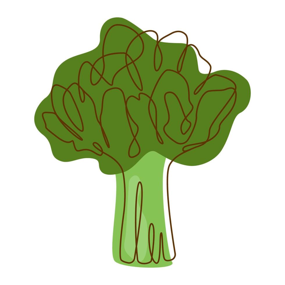 Healthy Green Food Ingredient Spinach Leaves Vegetable in Line Art Design vector