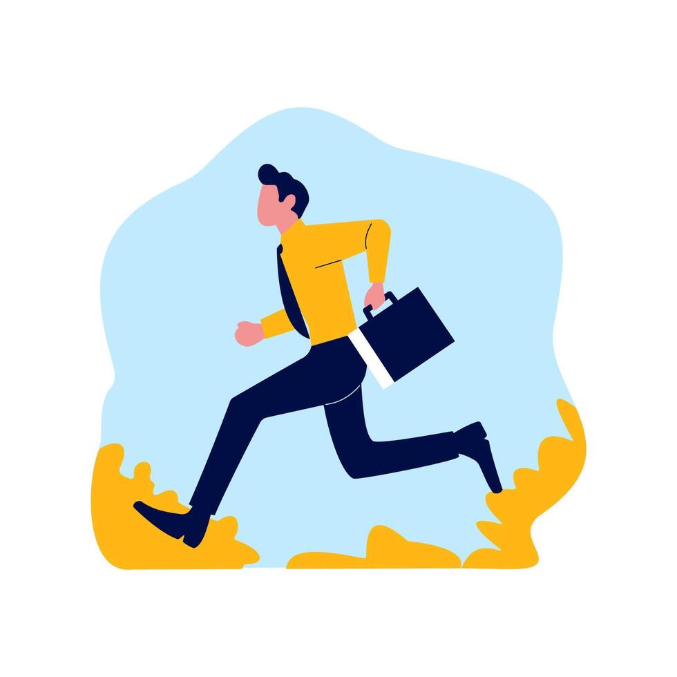 Employee Businessman Running Fast Go to Work with Holding Suitcase vector