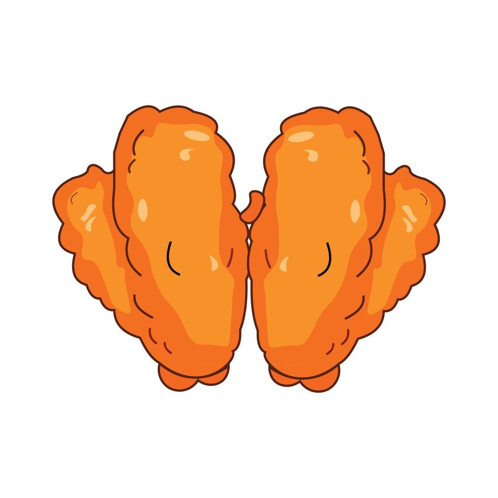 Crunchy Crispy Fried Chicken Wing Fast Junk Food Illustration vector