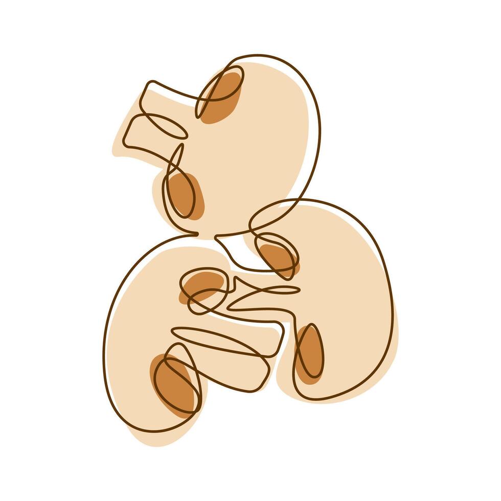 Healthy Food Ingredient Button Mushroom Vegetable in Line Art Design vector