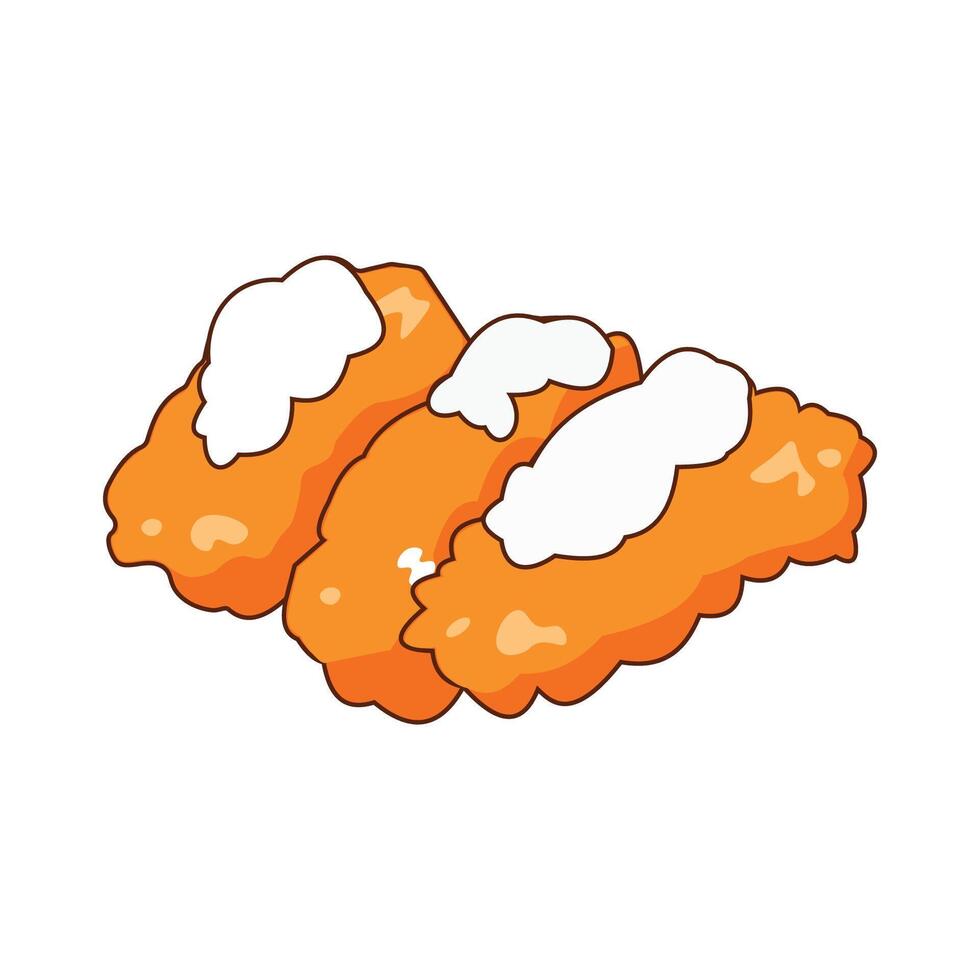 Crunchy Crispy Fried Chicken Fast Junk Food with Moyonaise Sauce vector