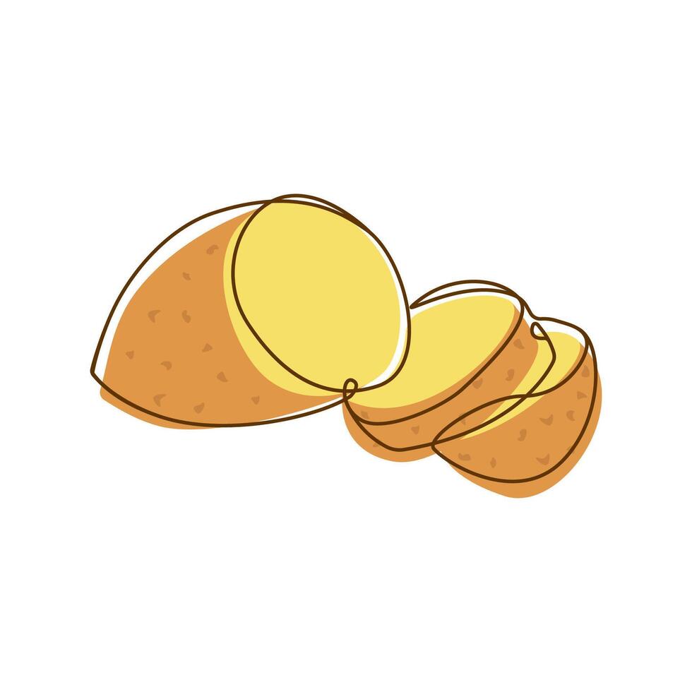 Healthy Food Ingredient Potato Vegetable Slices in Line Art vector