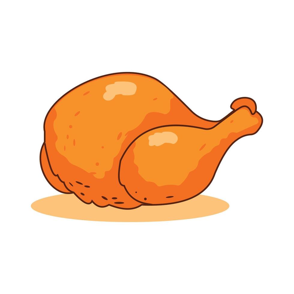 Whole Crispy Fried Chicken Fast Junk Food Illustration vector