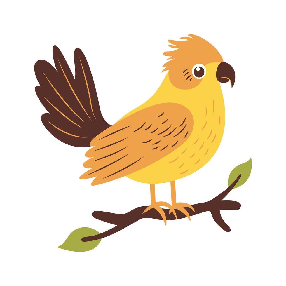 Cute Eagle Hawk Falcon Bird Animal Perched on Tree Branch vector