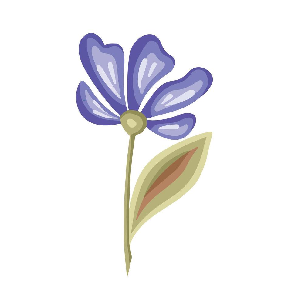 Bright blue wild flower, for embroidery vector