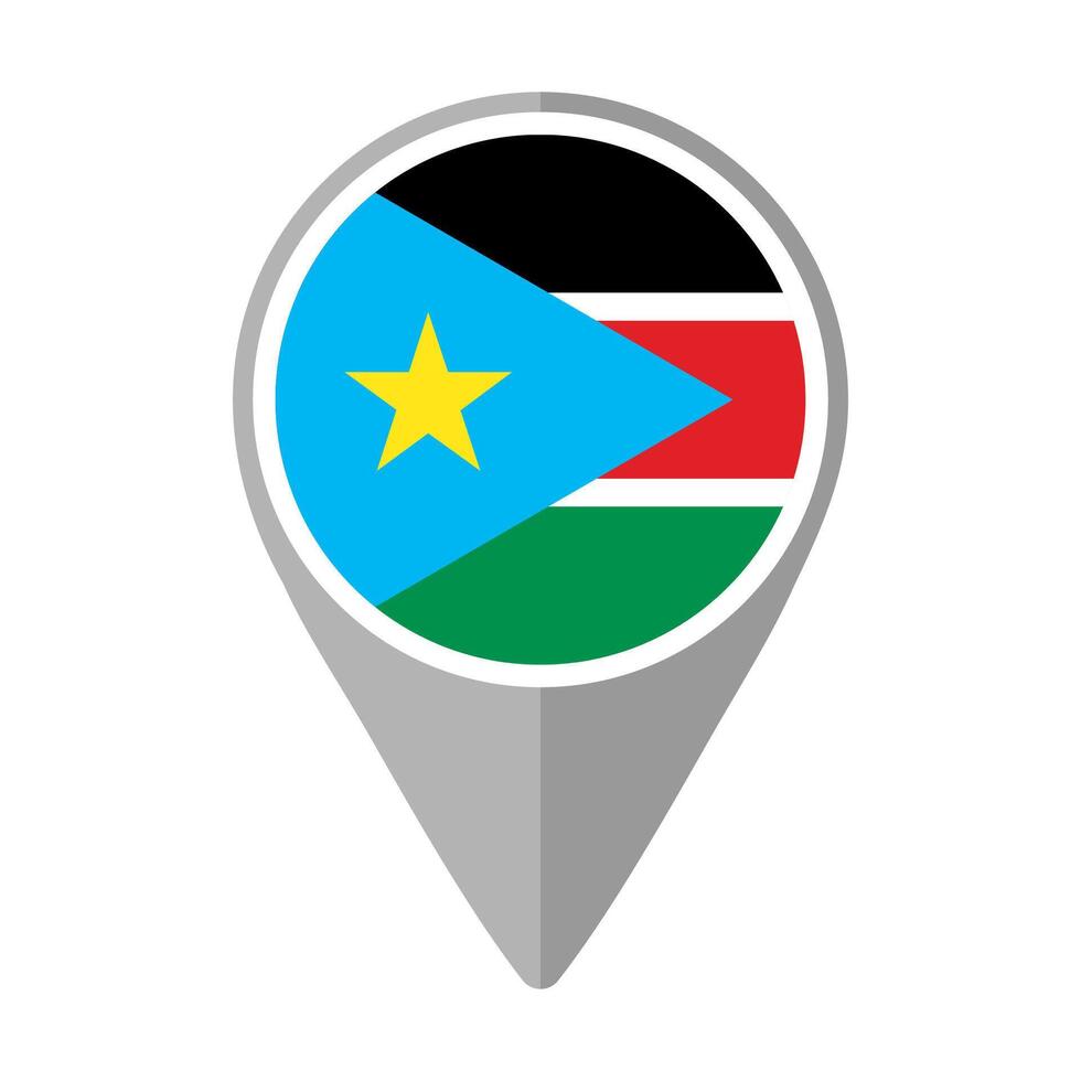 South Sudan Flag on Location Pin vector