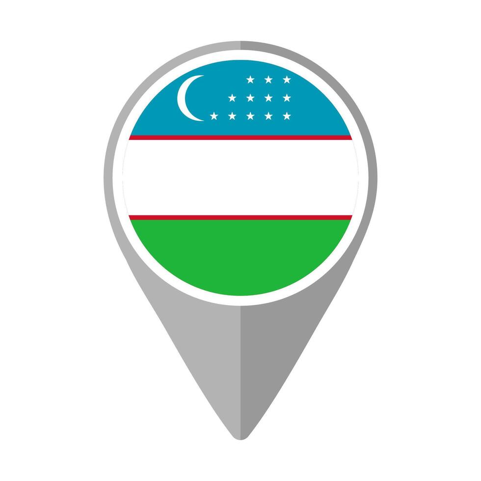 Uzbekistan Flag on Location Pin vector