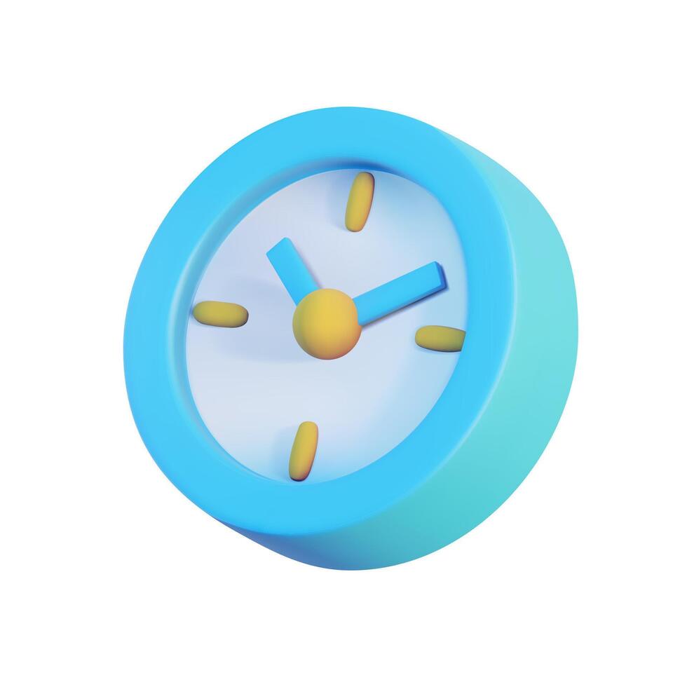 3D rendering of a blue alarm clock isolated on a white background. Minimalist design concept illustrating the concept of time management. Ideal illustration for business, education vector