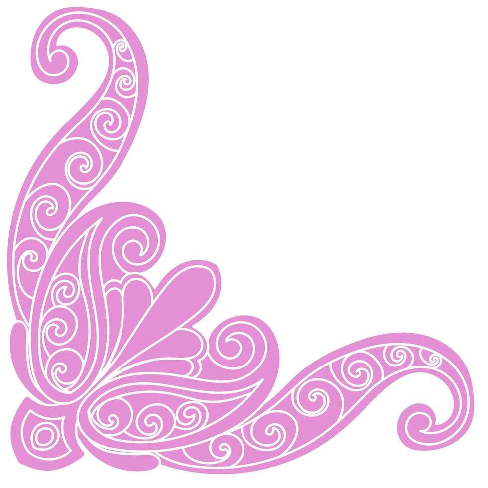 Pink vintage corner, thin line Victorian Middle Ages Fancy black monogram frames, design elements collection, abstract icons, simple symbols of flowers vector