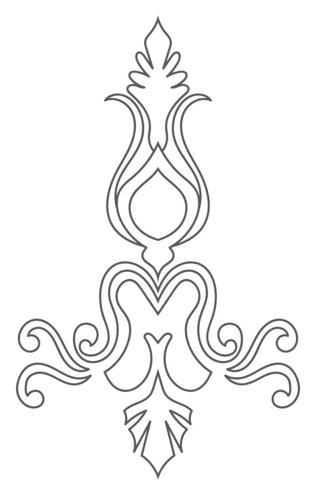 Carpet components. black stripes. rug Oriental ornament with floral motifs. Indian design element for henna tattoo, adult coloring book, greeting card, wedding invitation or spa beauty flyer. vector