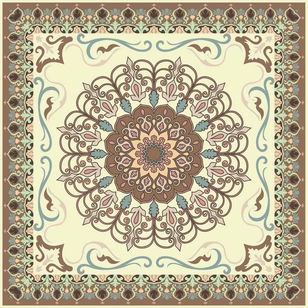 light colored carpet Rounded corners of a rug for decorating a rectangular room abstract mandala vector
