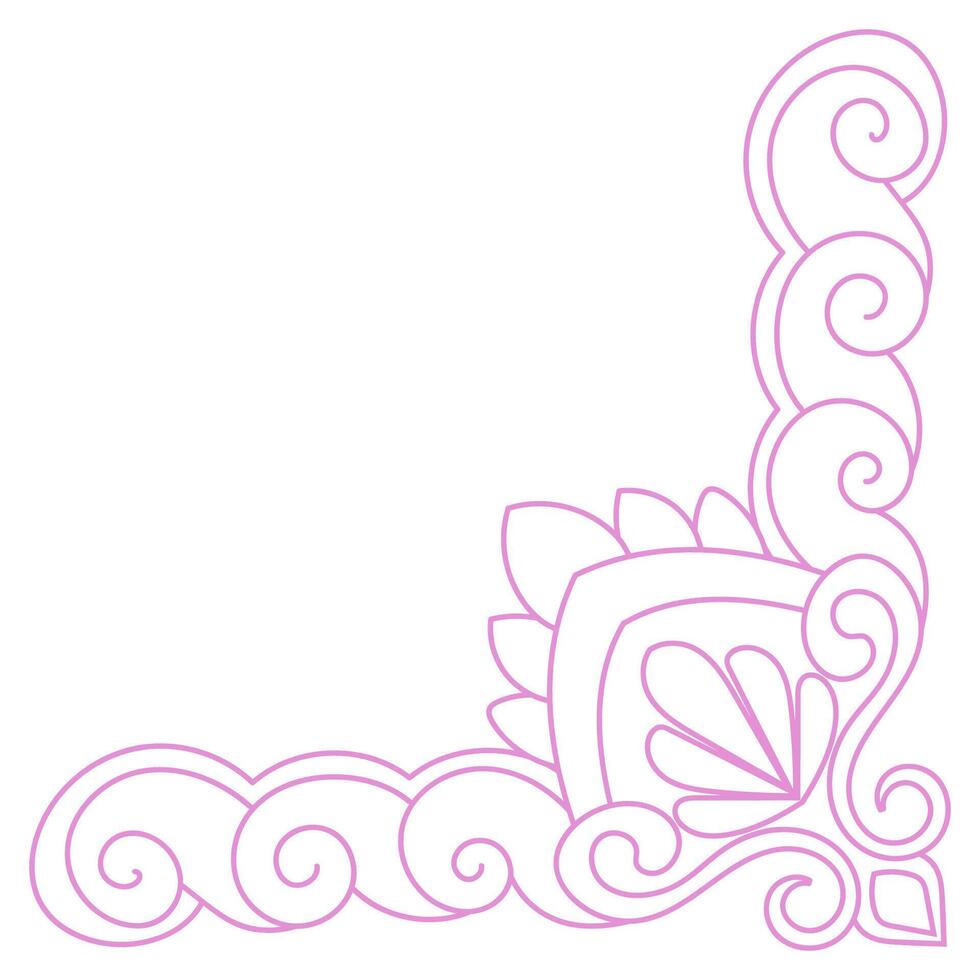 Pink vintage corner, thin line Victorian Middle Ages Fancy black monogram frames, design elements collection, abstract icons, simple symbols of flowers vector
