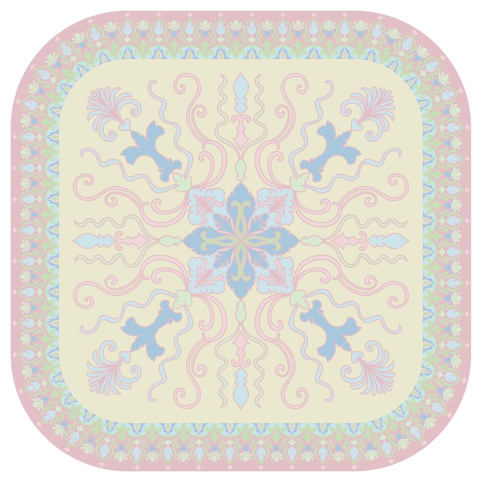 light colored carpet Rounded corners of a rug for decorating a rectangular room abstract mandala vector