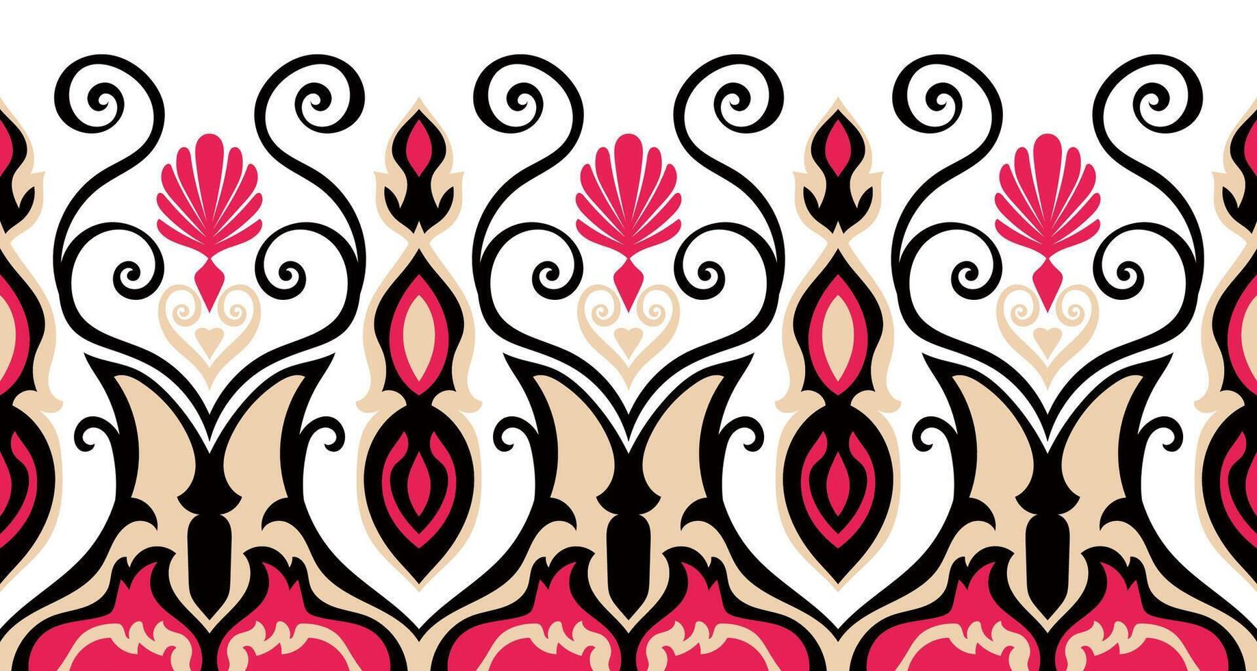 abstract pattern of flower rolls ethnic tribal lines Seamless for making clothes, decorating clothes, wallpaper. vector