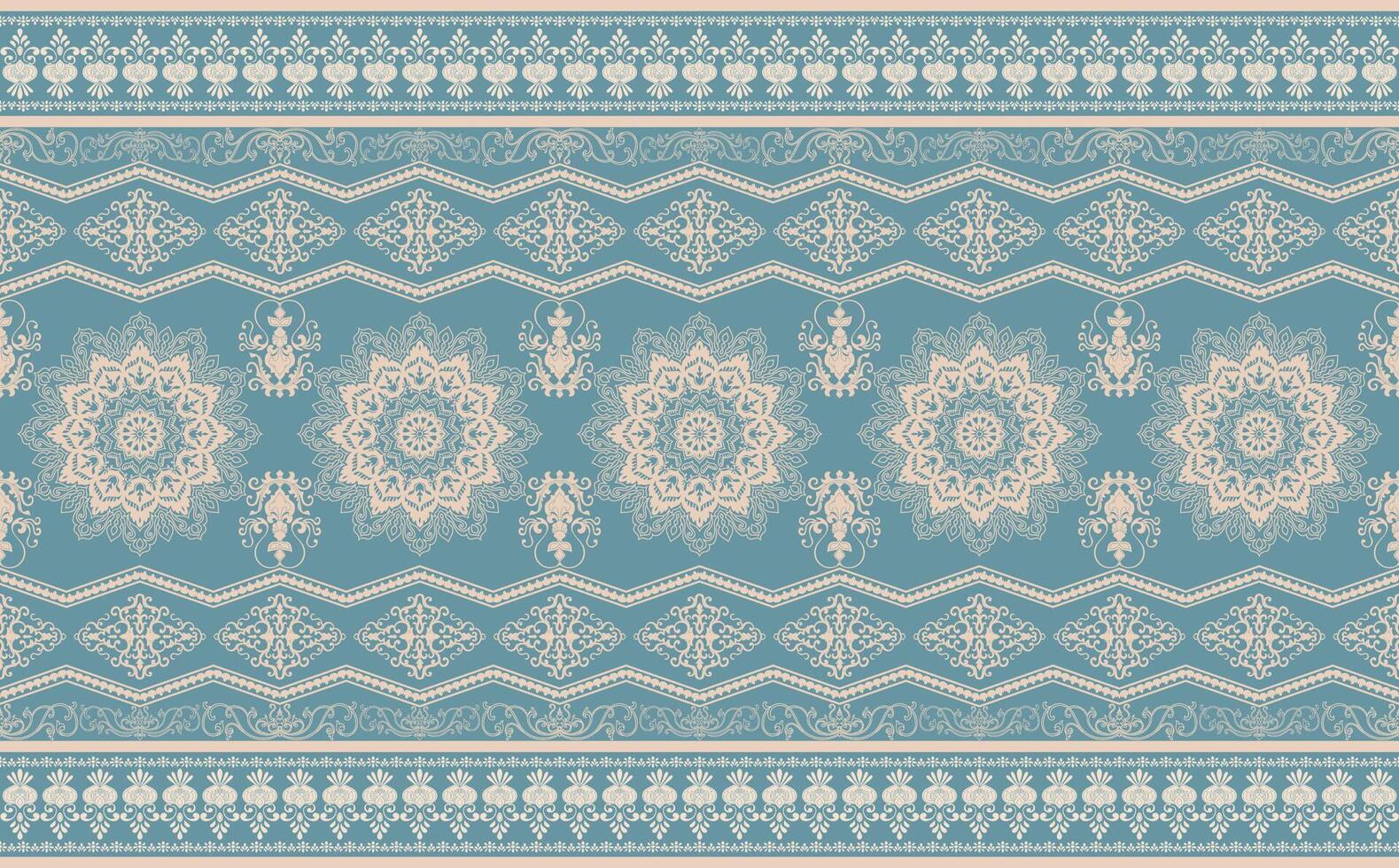 Seamless mandala pattern Fabric border for printing, carpet pattern vector